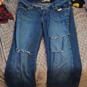 Levi's Dark Blue Distressed Boot Cut Jeans